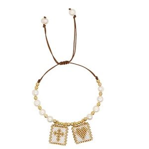 Charm Bracelets Simple Style Boho Cross Heart Natural Freshwater Pearl Nwt